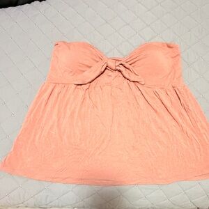 Strapless Coral Bow-front Tube Top